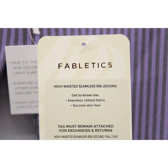 Fabletics High-Waisted Seamless Rib Leggings Iron Gray Lazy Iris Purple Sz S NEW - Picture 9 of 13